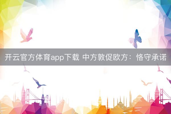 開(kāi)云官方體育app下載 中方敦促歐方:恪守承諾